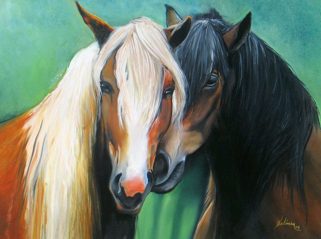 Par de caballos Oil Canvas Landscaping