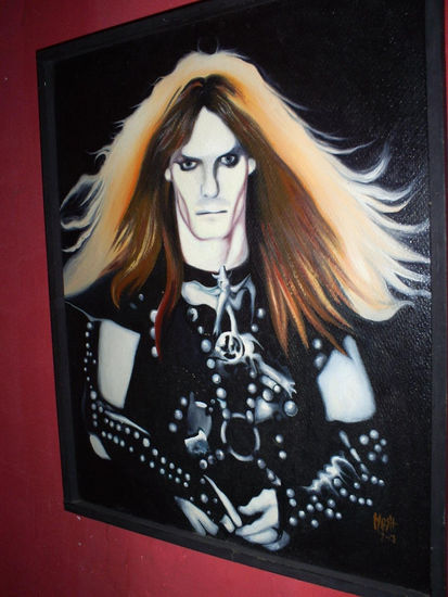 SATANIC SLAUGHTER WARRIOR. 2003 Oil Panel Portrait