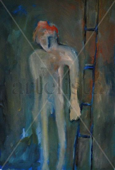 Asomado a sus bordes Acrylic Paper Figure Painting