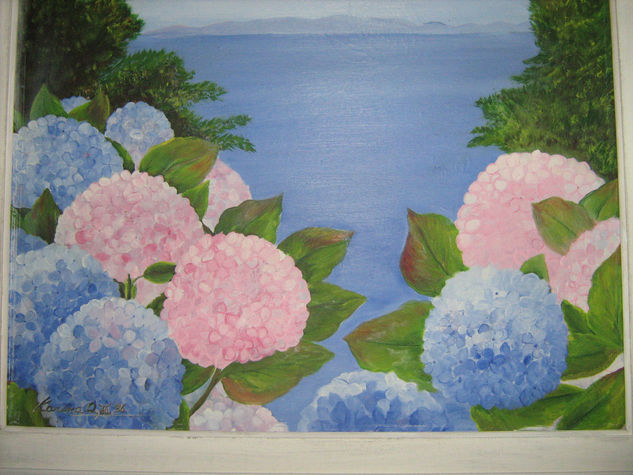 HORTENSIAS ESQUIVAS Oil Canvas Landscaping