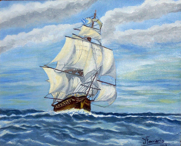 Fragata Hércules Oil Canvas Marine Painting