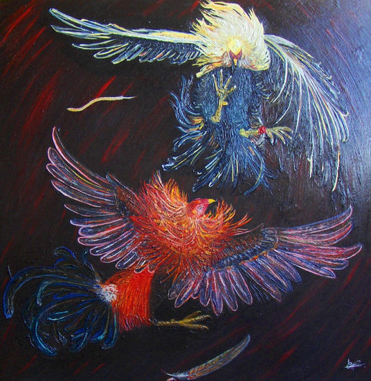 gallos Oil Canvas Animals