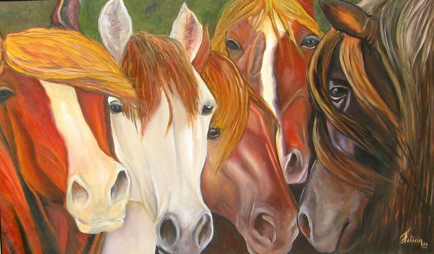 Grupo de caballos Oil Canvas Animals