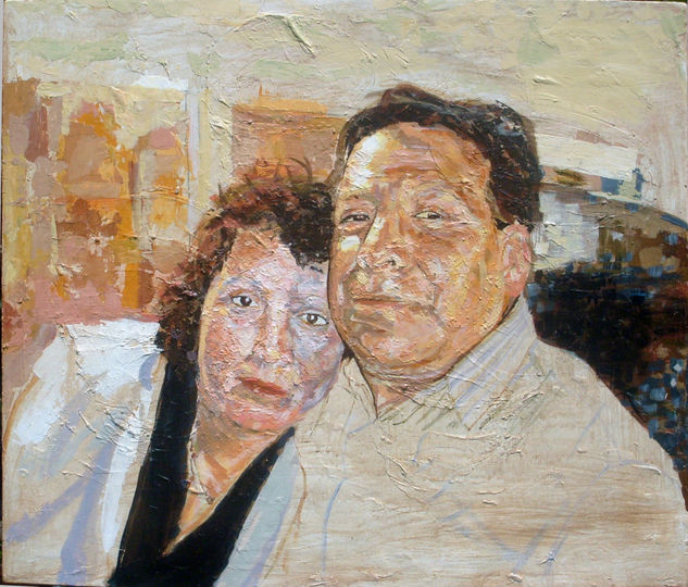 Pa & Ma Oil Textile Portrait