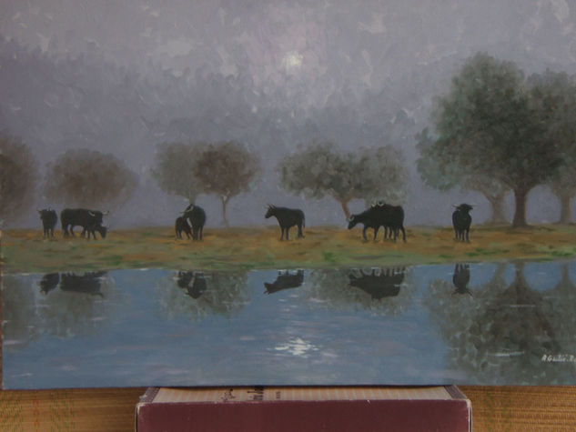 Niebla en la dehesa Oil Canvas Landscaping