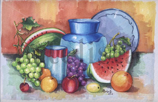 Bodegon azteca Watercolour Paper Still Life Paintings