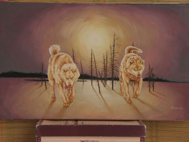 Huskies siberianos Oil Canvas Animals