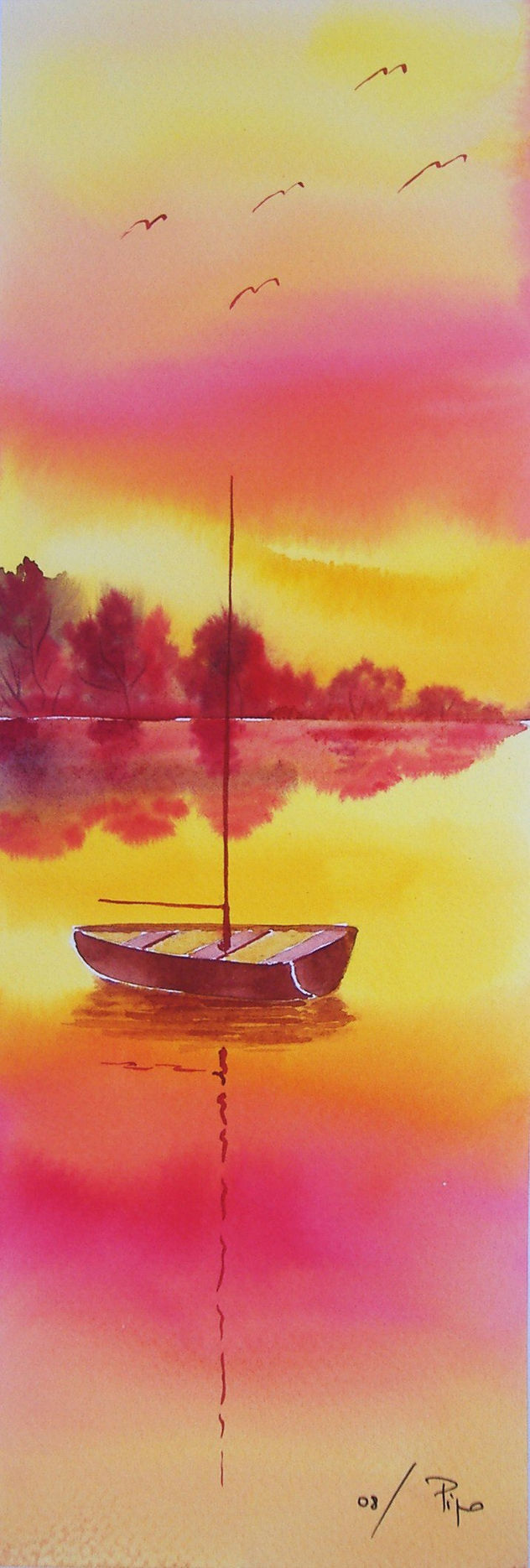barco en el atardecer - vendido