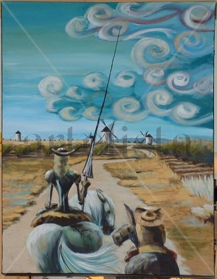 Don quijote y Sancho Panza Acrylic Canvas Landscaping