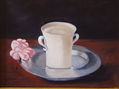 taza,plato y rosa (recordando a zurbaran)