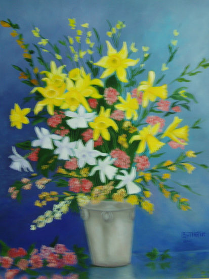 mi florero Oil Canvas Floral Painting