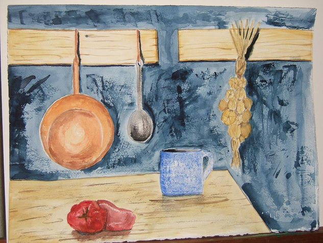 Ajo en la pared Watercolour Paper Still Life Paintings