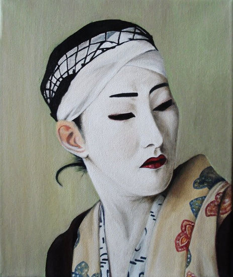 La geisha Oil Canvas Portrait