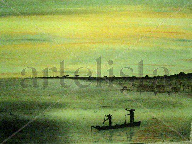 pescando en potrillo Oil Canvas Landscaping