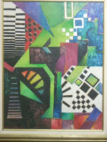 Abstracto geométrico Oil Canvas Others