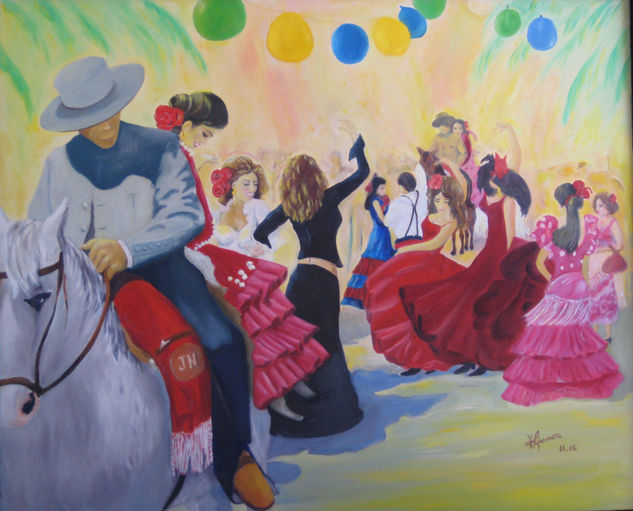 Feria en Fuengirola- Malaga Oil Canvas Landscaping