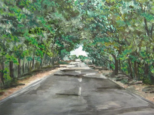 RUTA 65 CON LLUVIA Acrylic Paper Landscaping