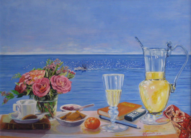 a la cinco de la tarde puerto de Fuengirola Oil Canvas Marine Painting