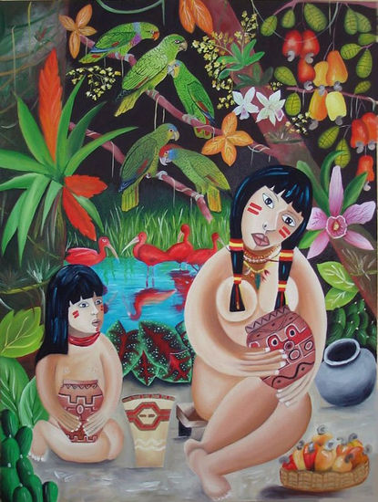 AMAZONIA II Oil Textile Figure Painting