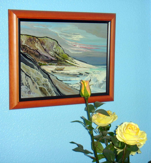 Marina y rosas Oil Canvas Marine Painting