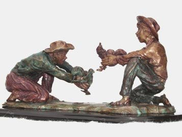 " Galleros " Bronce Figurativa