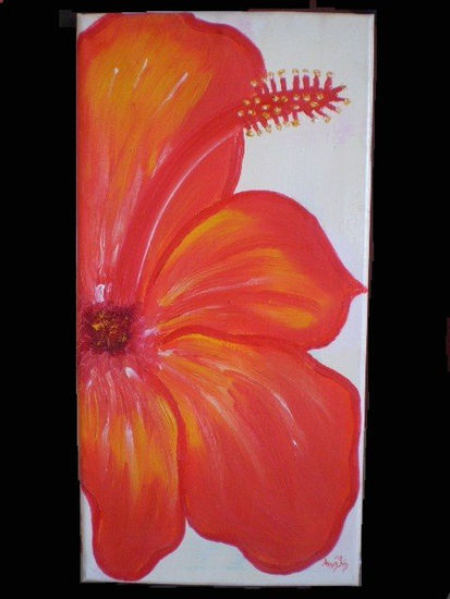 La cayena: Oil Canvas Floral Painting