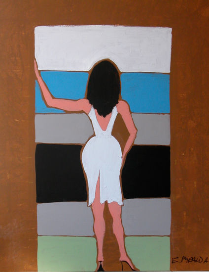 Mujer en el marco de la puerta Acrylic