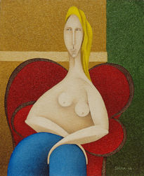 Woman on Red Chair...