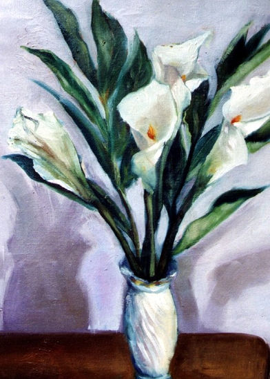 Cartuchos blancos Óleo Lienzo Floral