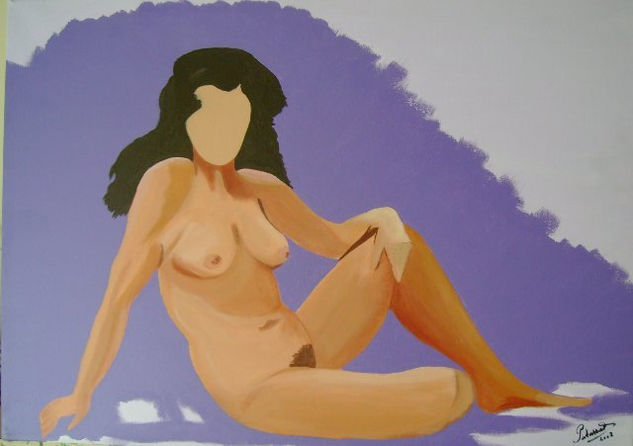 Nu sentado Acrylic Canvas Nude Paintings