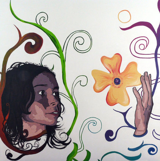 Observant la flor Acrylic Canvas Others