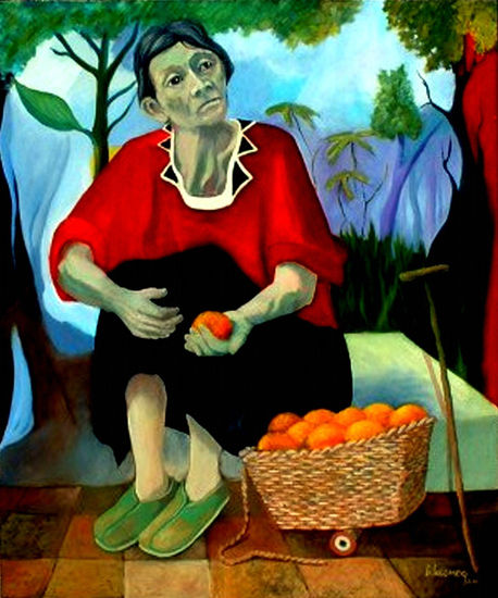 La vendedora de naranjas Oil Canvas Figure Painting