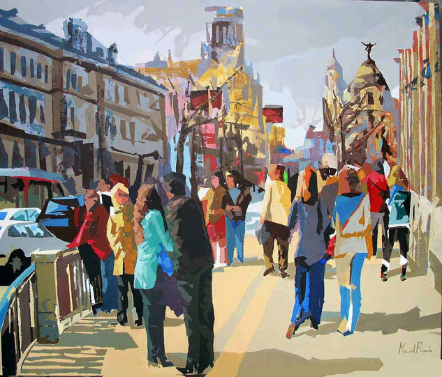 POR LA CALLE DE ALCALA  120x100 cm Acrylic Canvas Landscaping