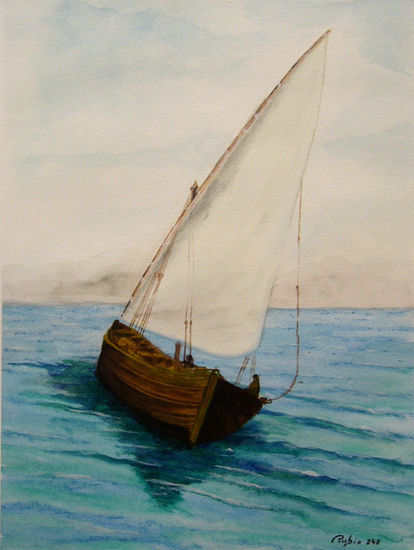 UNA BARCA Watercolour Paper Marine Painting