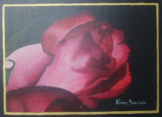 rosa terciopelada Acrylic Panel Floral Painting