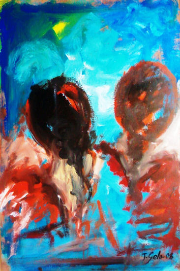 2 gitanas de espalda Acrylic Panel Figure Painting