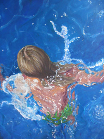 niña en el agua Oil Canvas Figure Painting