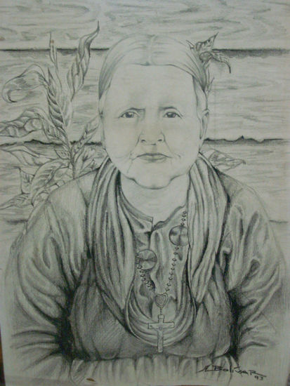 Retrato de abuelita Chepa Charcoal