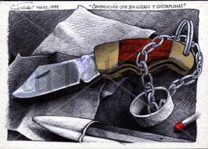 composocion con boligrafo y cortaplumas