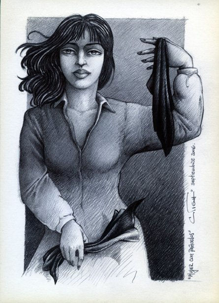 mujer con pañuelos