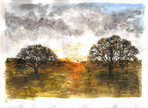 ATARDECER CALIDO Watercolour Paper Landscaping