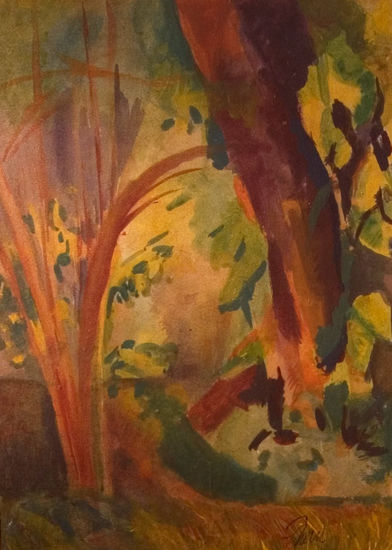 Serie desde el jardín Gouache Lienzo Paisaje