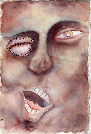 rostro no terminada Watercolour Paper Portrait