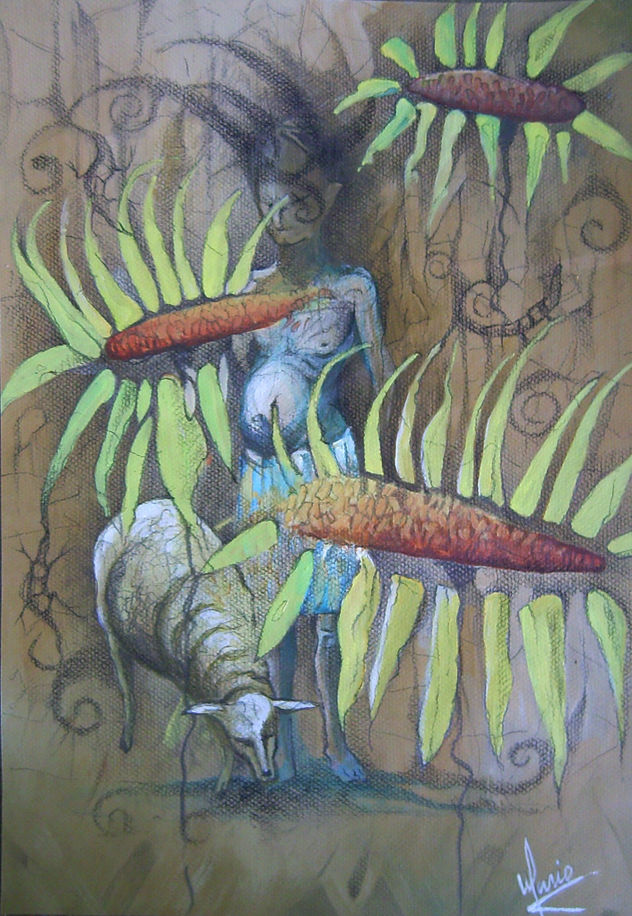 niño con oveja