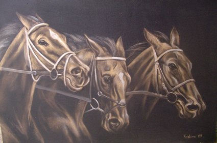 Caballos de Carrera Oil Canvas Landscaping