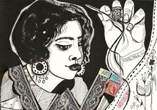 Mujer bordando, 2008