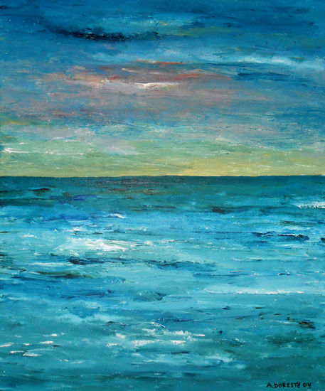 Sereno atardecer Acrylic Canvas Marine Painting