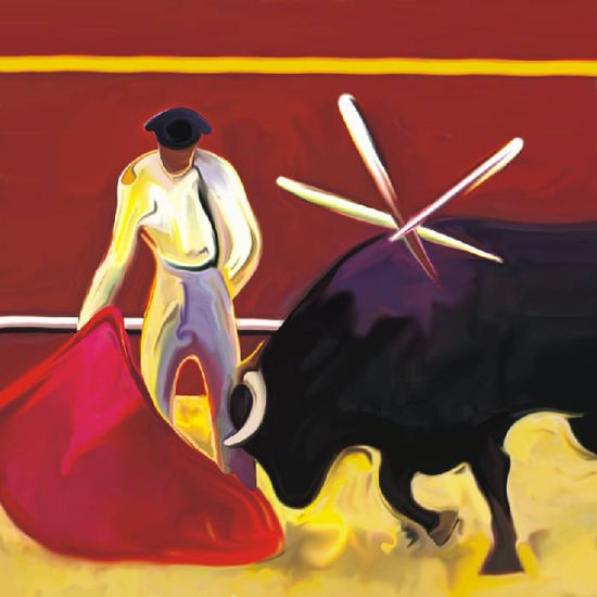 Juanvino rojo y toros (Serie: “De toros y otras capas”) 