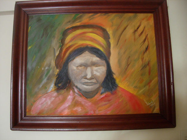 Aborigen Óleo Cartulina Retrato