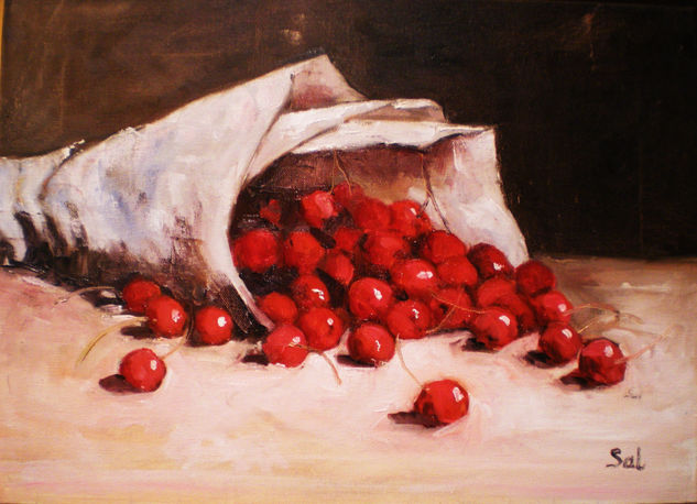 Paquete de Cerezas Oil Canvas Still Life Paintings